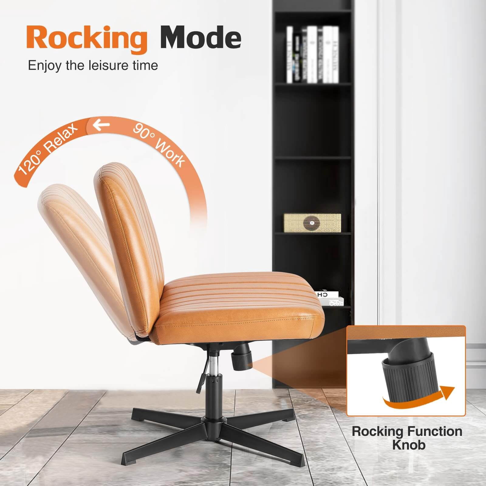 Cross-Legged Armless Swivel Chair without Wheels for Home Office