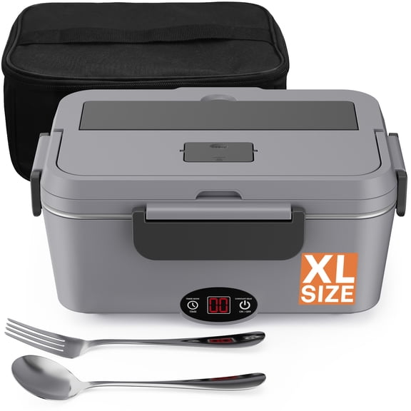Sitlais 1.8L Electric Lunch Box with Timer, Portable Food Heater with Stainless Steel Container, Leakproof Heated Lunch Box for Work, Office & Travel
