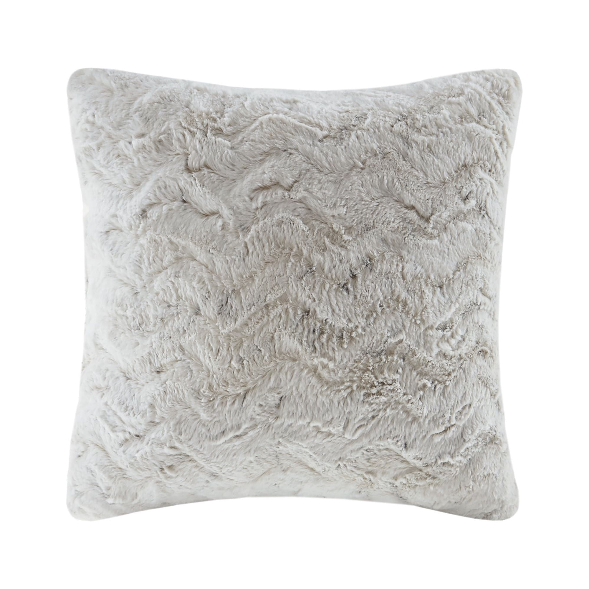 Madison Park Zuri Faux Fur Decorative Square Pillow 20x20 - Snow Leopard