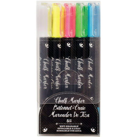 Erasable Chalk Markers by | set of 5 markers, various colors, MULTI-SURFACE USES: Erasable chalk markers work on chalkboards, dry erase boards,.., By American