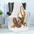thumbnail image 4 of Goldfish Soft Flannel Fleece Throw Blanket, Illustration of an Aquatic Sea Animal with Colorful Design Sketchy Print, Cozy Plush for Indoor and Outdoor Use, 70" x 90", Multicolor, by Ambesonne, 4 of 5