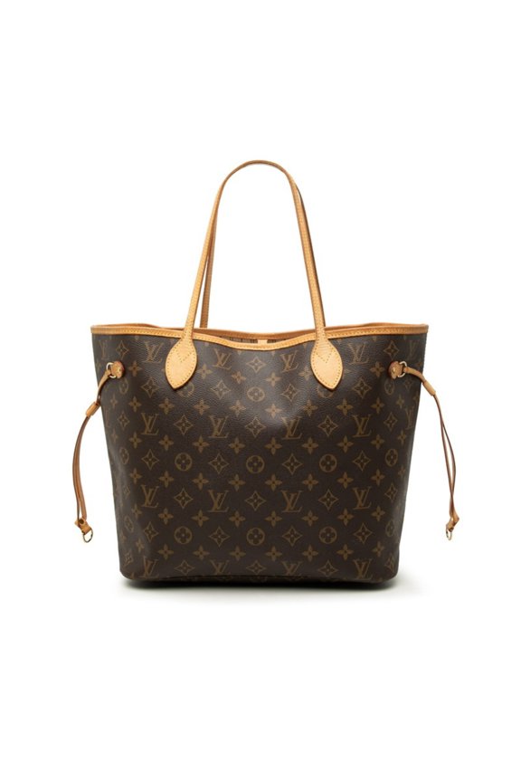 Pre-Owned Louis Vuitton Monogram Neverfull MM Shoulder Bag Tote M40156 Brown Leather Women's...