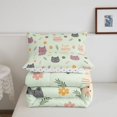 thumbnail image 5 of Manfei Funny Kitten Queen Comforter Set, Kawaii Blossoms Flower Comforter Sets Queen, Mint Green, Polkadot Reversible, 3 Pieces, 1 Comforter and 2 Pillowcases, 5 of 7