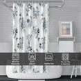 thumbnail image 6 of Blue Floral Shower Curtain, Watercolor Blue and Grey Shower Curtain for Bathroom Waterproof Fabric Aesthetic Shower Curtain Set with Hooks, 72x72 Inch, 6 of 6