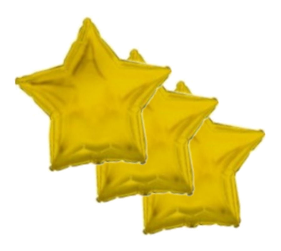 3 pc - 18' Solid Gold Star Balloon Wedding Baby Bridal Shower Birthday Luau Boy
