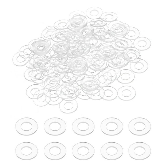 120Pcs M6 Flat Washers 6mm ID 12mm OD 1mm Thick Plain Washer Grommets Plastic Sheet Gasket Fastener Sealing Spacer Gasket Ring Water Hose Washers, Clear