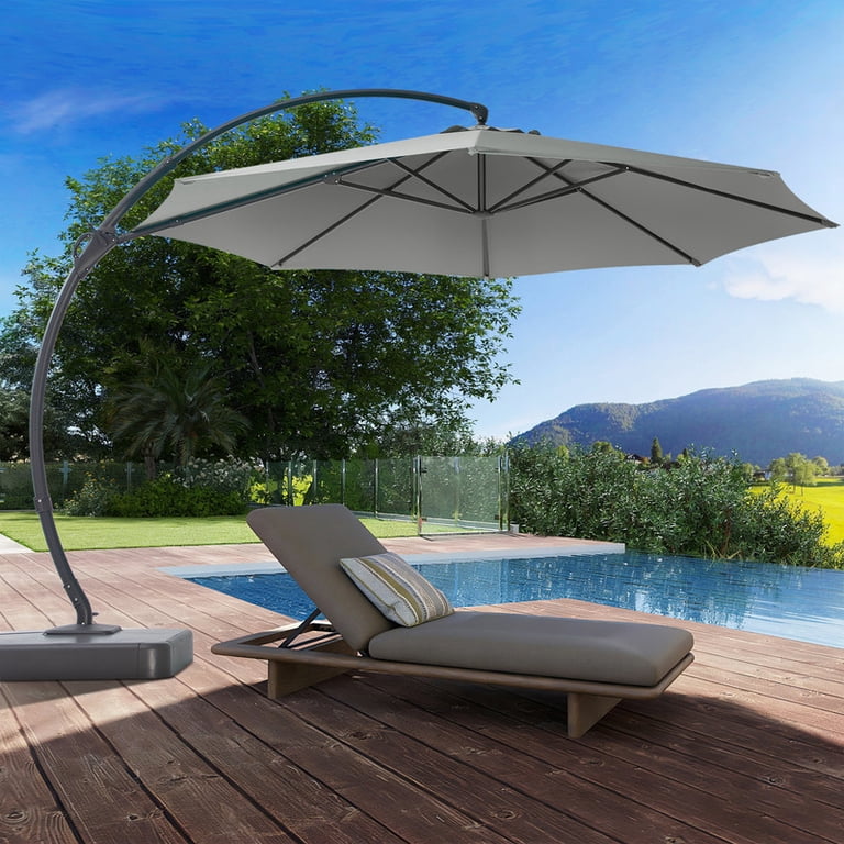 arching patio umbrella PURPLE LEAF 10ft Durable Outdoor Umbrella, UV Umbrella, Grey, Garden Sun 54 table HomeRoots 11 ft. Tan Polyester