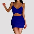 thumbnail image 2 of Vestido midi ajustado sexy para mujer: con aberturas, fruncido, poliéster-spandex, para discoteca/boda, tallas XS-L, 2 of 5