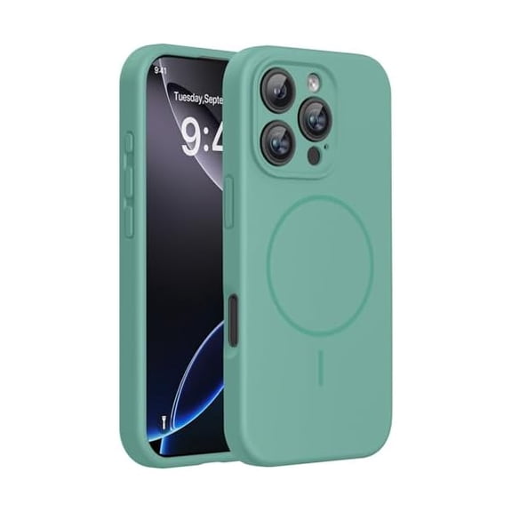 Eryueer Magnetic for iPhone 16 Pro Max Case, [Soft Anti-Scratch Microfiber Lining], Compatible with MagSafe, Liquid Silicone Case Shockproof Drop Protection Phone Case for 16 ProMax,Midnight Green