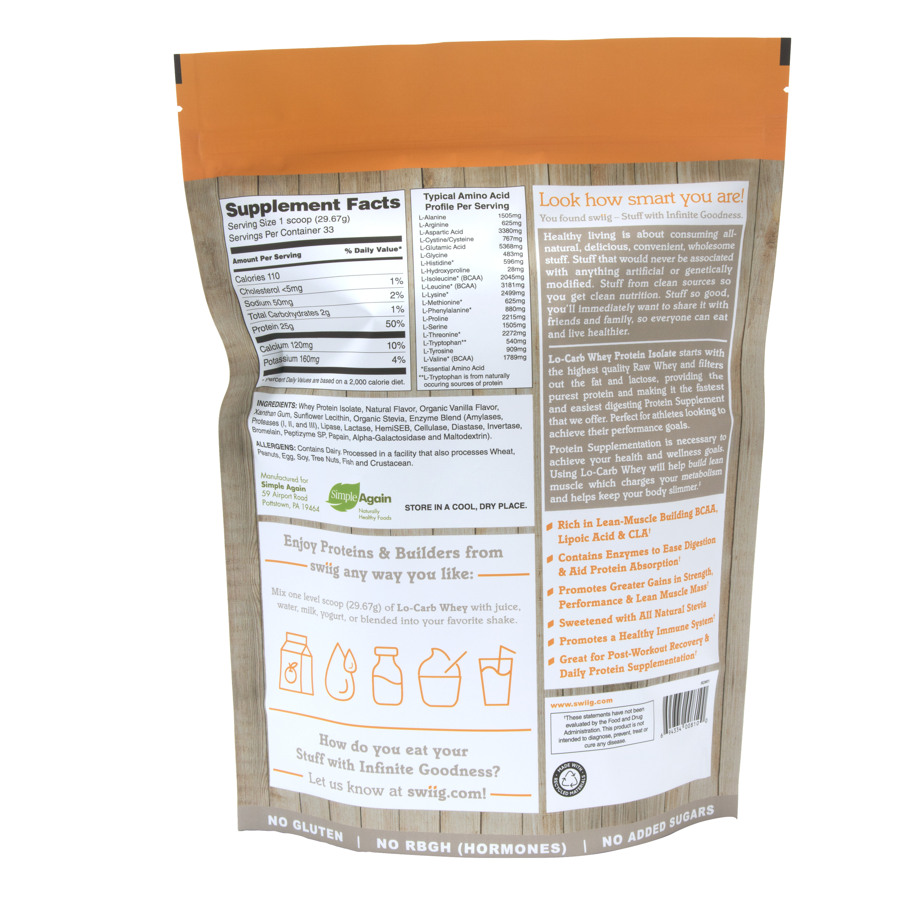 swiig Vanilla Lo-Carb Whey Protein Isolate 2.2lb