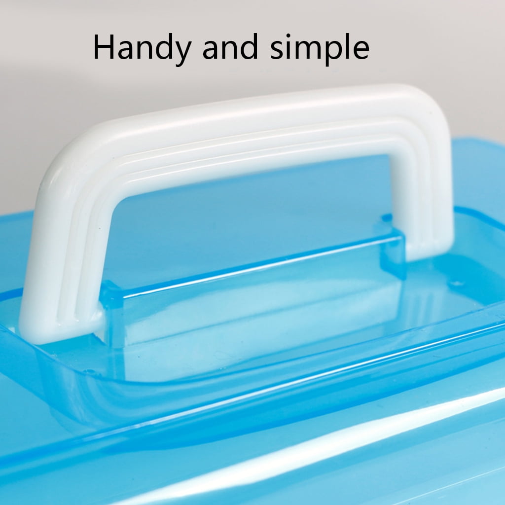 Plastic Crafts Box with Handle 3-Layer Carrying Storage for Case for Art Supplies Jewelry Beaded Mate