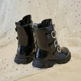 thumbnail image 3 of Girls Riding Boots Glitter Rhinestone Buckles Princess Dress Mid Calf Booties Fashion Lug Sole Chunky Heel Zipper Long Boots Black 13 Little Kids, 3 of 7