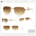 thumbnail image 2 of Cheetah Ring Jewel Arm Rimless Rectangular Bevel Lens Sunglasses Gold - Brown, 2 of 8