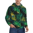 thumbnail image 2 of Naloa Peacock Feathers2 Men's Casual Hooded Collar Drawstring Hoodies Pullover Sweatshirts Casual Long Sleeve Shirts-XX-Large, 2 of 7