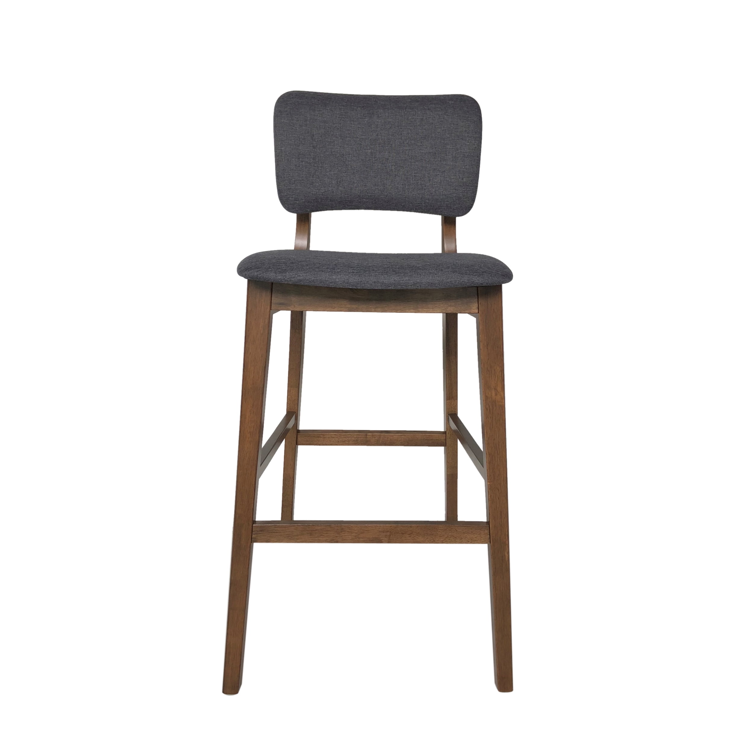 Noble House Rayan Mid Century Modern Fabric and Rubberwood Barstools, Set of 2, Charcoal