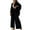 Black, variant on QUYUON Linen Sets Women 2 Piece Outfits Casual Long Sleeve Open Front Cardigan Wide Leg Pants Sets Solid Color Blouse Shirt and Long Pants Lounge Sets Matching Clothing Black XXL