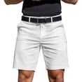 thumbnail image 2 of Domuza Men's Classic-Fit Chino Short Summer Stretch Waist Cotton Twill Casual Dress Shorts with Pockets White M, 2 of 4