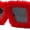 Red Black, variant on Womens Funky Fur Covered Squared Rectangle Oversize Sunglasses All Black