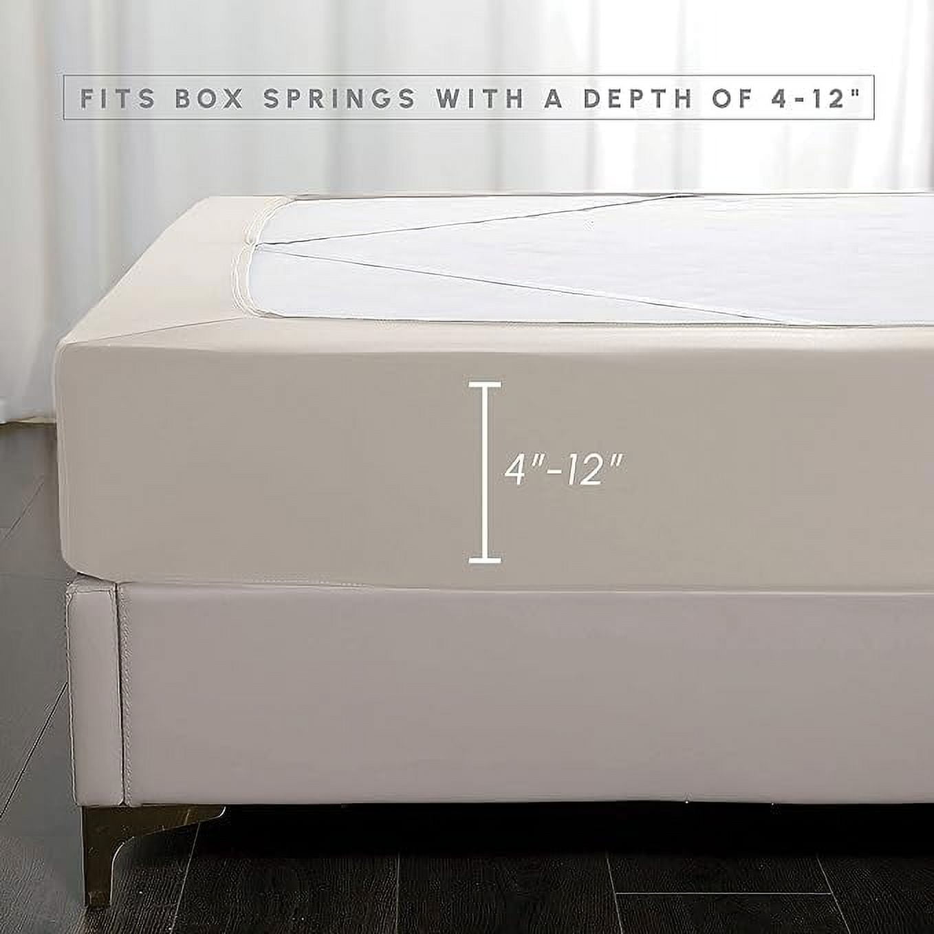 Elegant Comfort Box Spring Cover - Stretchy 4-Way Elastic Jersey Knit Alternative to Bed Skirt, Ultra Soft and Wrinkle-Free, Twin, Beige