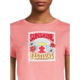 thumbnail image 4 of Celebrity Pink Juniors and Juniors Plus Graphic Cropped Sleep Tee with Short Sleeves, Sizes XS-3X, 4 of 5