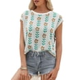 thumbnail image 3 of Cap Sleeve Flower Print Women Casual Knit Crop Tops Sweater Vest, 3 of 6