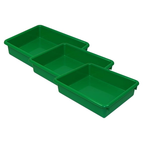 Stowaway® 3" Letter Tray no Lid, Green, Pack of 3