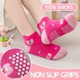 thumbnail image 3 of 12 Pairs Baby Girls Grips Ankle Socks Kids Toddlers Infants Anti Slip Non Skid Funny Cartoon Crew Breathable Cotton Socks, 3 of 6