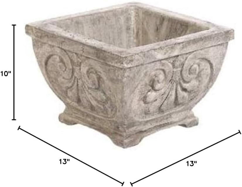 Solid Rock Stoneworks Normandy Jr Planter - 10" h x 13" Square - Pre-Aged