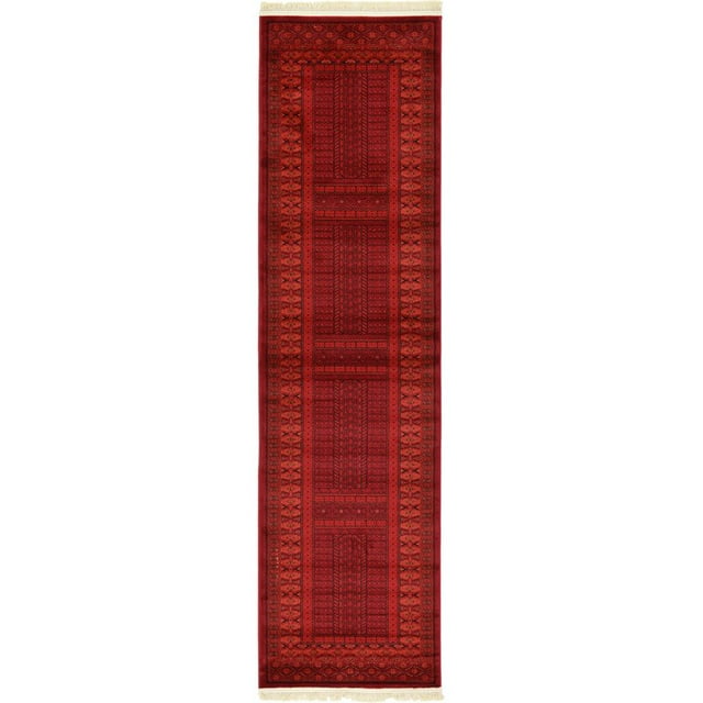 Unique Loom Tekke Over-Dyed Torkaman Area Rug 2' 7 x 10' Runner Red/Black