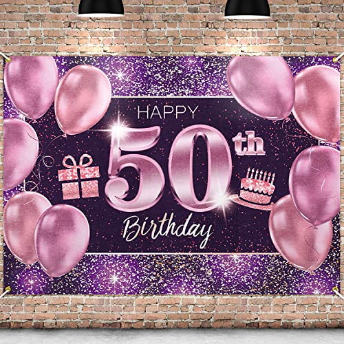 A la verdad barbería Cambiarse de ropa PAKBOOM Happy 50th Birthday Banner Backdrop - 50 Birthday Party Decorations  Supplies for Women - Pink Purple Gold 4 x 6ft - Walmart.com