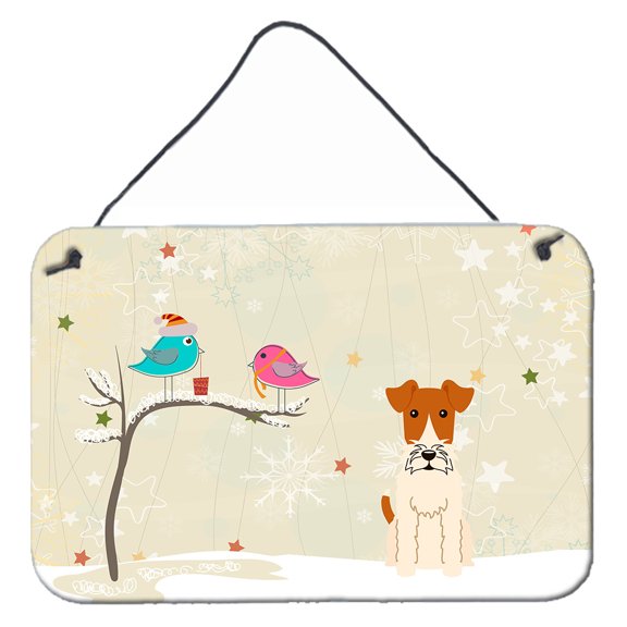 Carolines Treasures BB2573DS812 Christmas Presents between Friends Wire Fox Terrier Wall or Door Hanging Prints 8x12