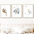 thumbnail image 5 of Pósteres de pared con estampado de lienzo con diseño de oso, conejo, erizo, abeja, flores y cohete espacial bohemio para decoración del hogar de la habitación de los niños y bebés, 5 of 5