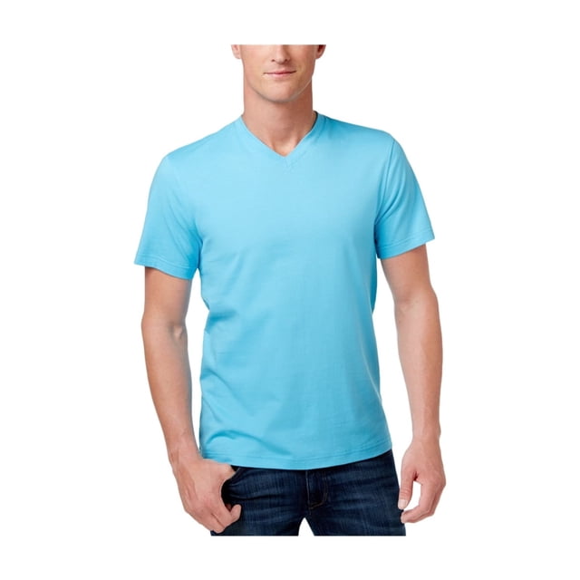 Camiseta básica con cuello en V para hombre Club Room, azul, XXL