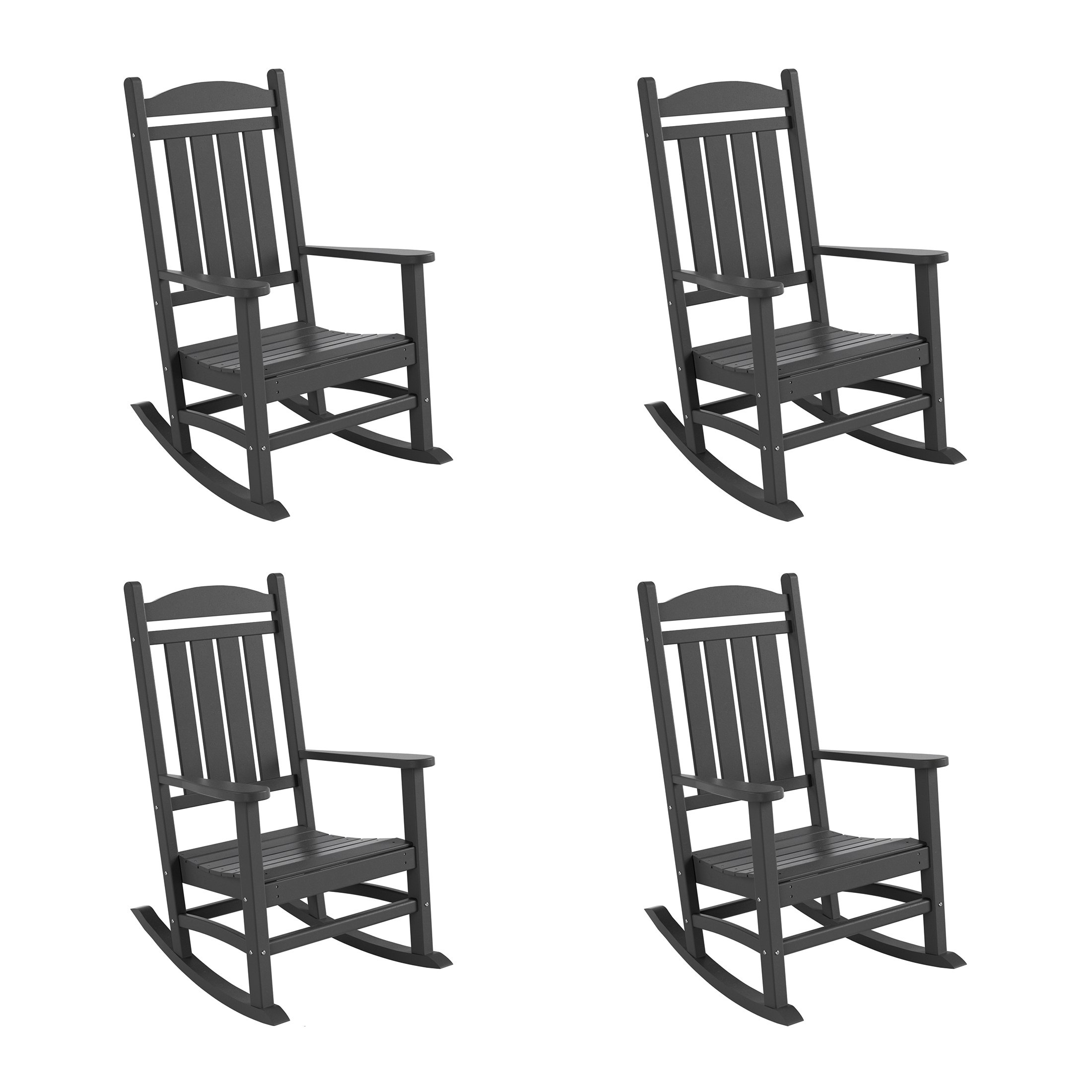 WestinTrends Malibu Outdoor Rocking Chair Set of 4, All Weather Poly