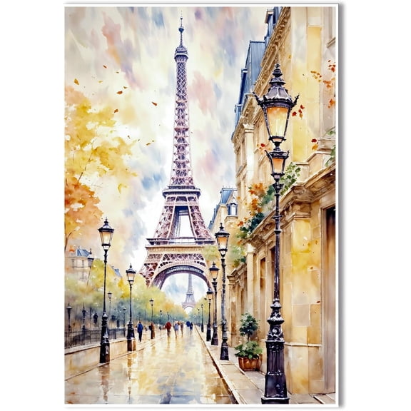 Canvas wall art Eiffel Tower Parisian art watercolor poster printing suitable for modern home décor wall hanging decoration