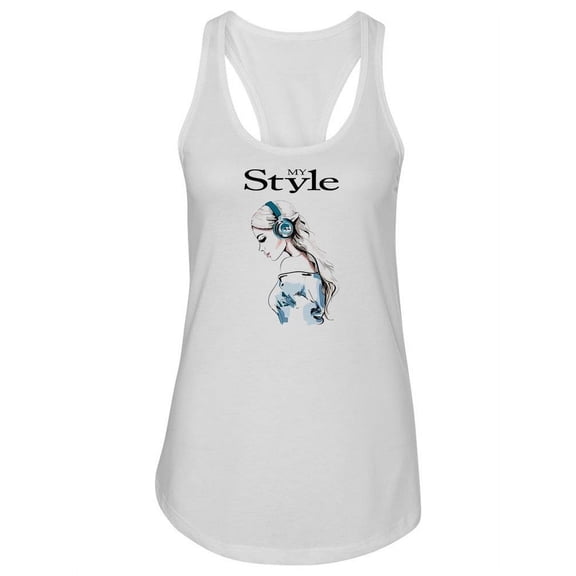 My Style Woman With Headphones Tank Women -Image by Shutterstock, Female Large