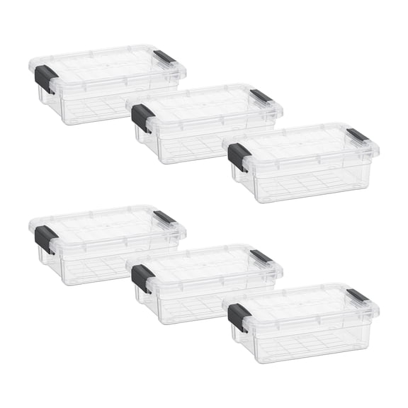 Superio Clear Storage Boxes with Lids, 1.27 Quart Plastic Container Bins for Organizing, Stackable Crates, BPA Free, Non Toxic, Odor Free, Organizers for Home, Office and Dorm, 6 Pack