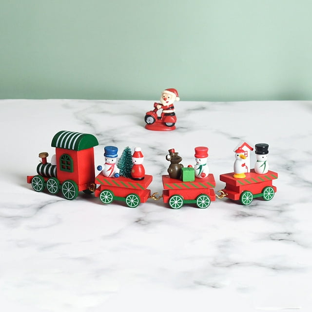 Xihbxyly Artículos Por Menos de 10 Dólares. Adorno Navideño de Madera con Forma de Tren de Papá Noel para Festival, Decoración Del Hogar, Regalos para Niños