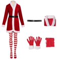 thumbnail image 3 of Disfraz de Papá Noel navideño de lujo para adultos, disfraz de duende navideño, traje de fiesta Macot con sombrero, atuendo de carnaval de Halloween para niñas, 3 of 5