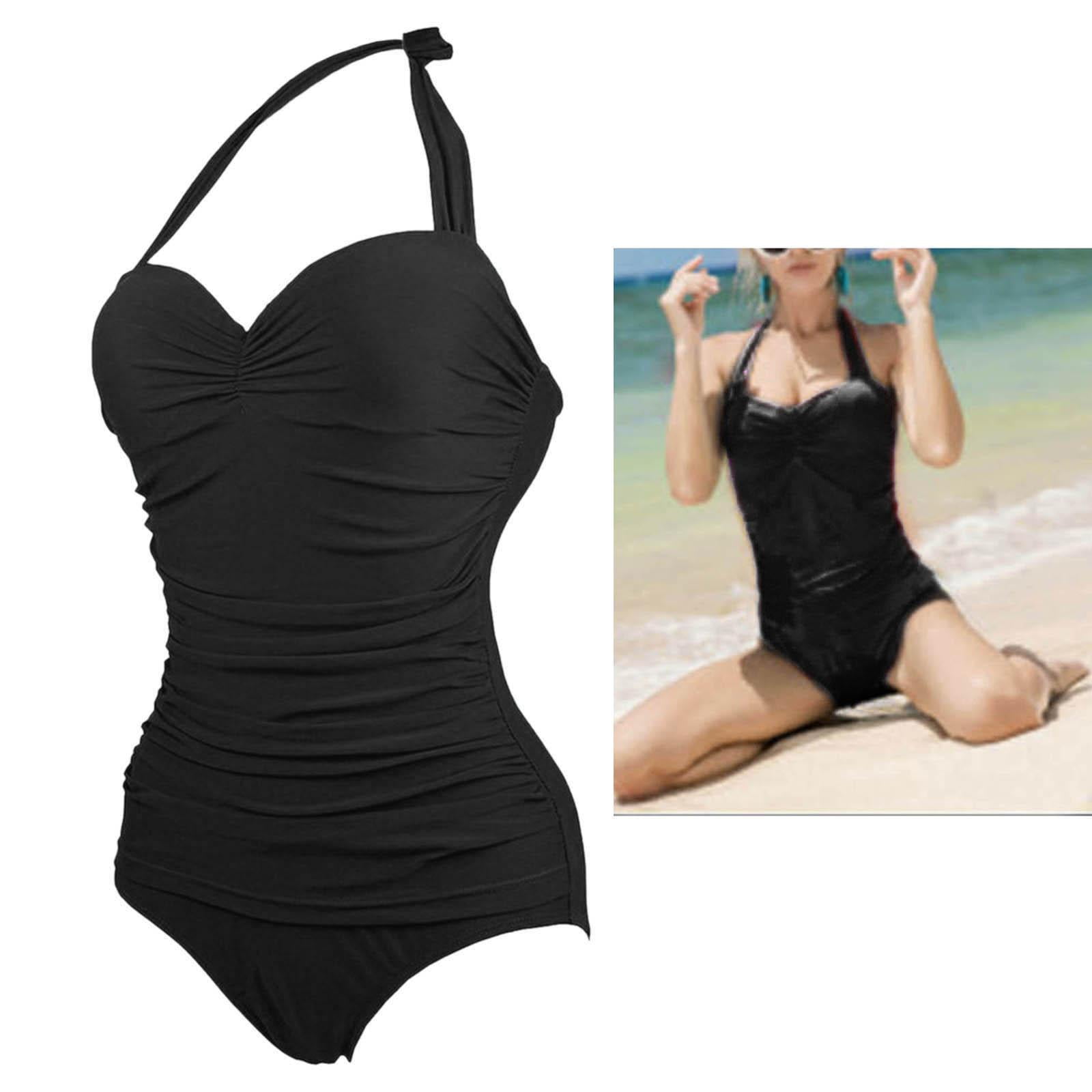 Black padded swimming costume deals