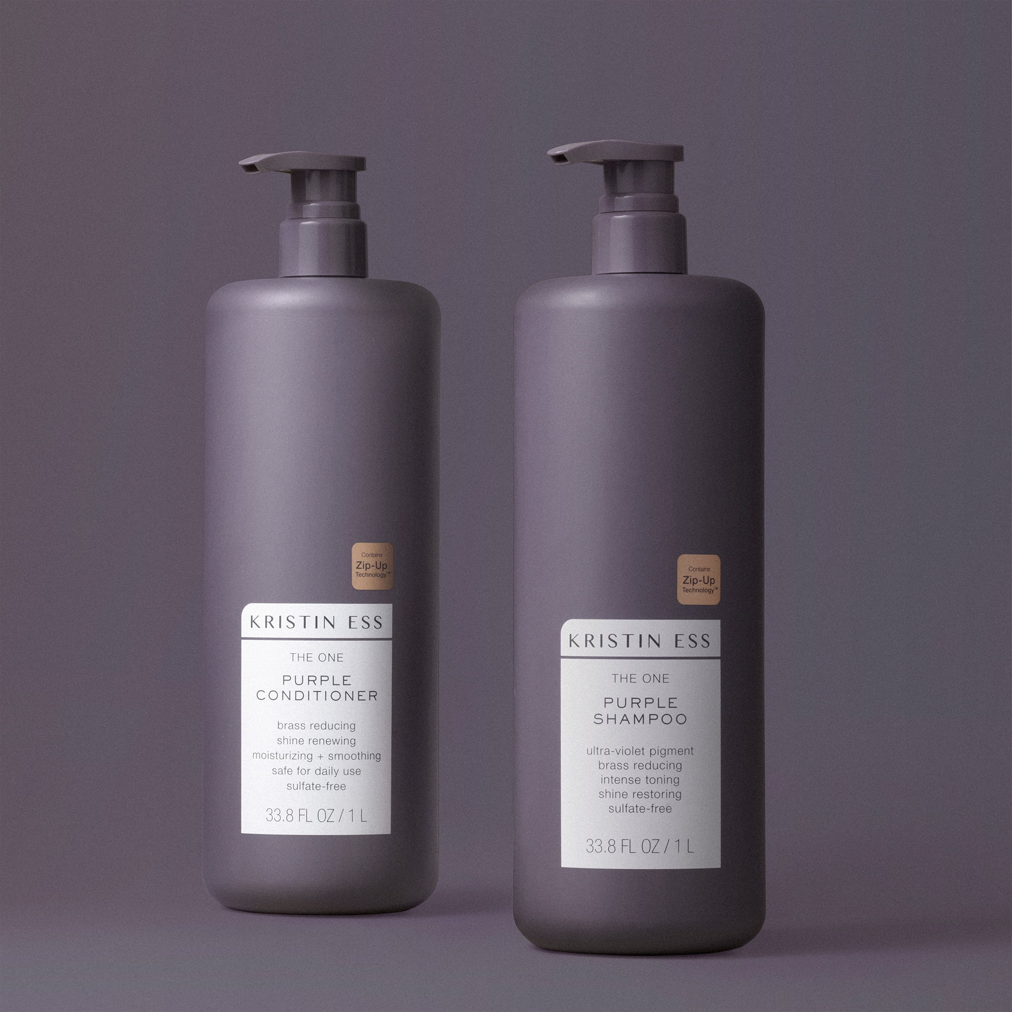 Kristin Ess One Purple Shampoo - Toning + Anti Brass - Blonde, Brunette + Silver Hair, 1L