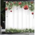 thumbnail image 2 of Christmas Shower Curtain, Classical Christmas Ornaments and Baubles Coniferous Pine Tree Twig Tinsel Print, Fabric Bathroom Set with Hooks, 69W X 84L Inches Extra Long, Green Red, by Ambesonne, 2 of 4