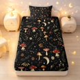 thumbnail image 3 of Homewish Watercolor Botanical Mushroom Twin Sheets,Fungus Plant Bedding,Black,3-Piece,1 Flat Sheet,1 Fitted Sheet and 1 Pillowcase, 3 of 6