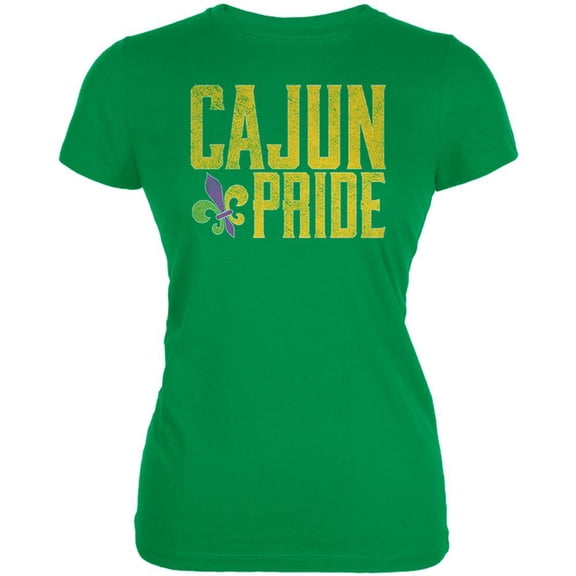 Mardi Gras Cajun Pride Fleur De Lis Juniors Soft T Shirt Irish Green 2XL