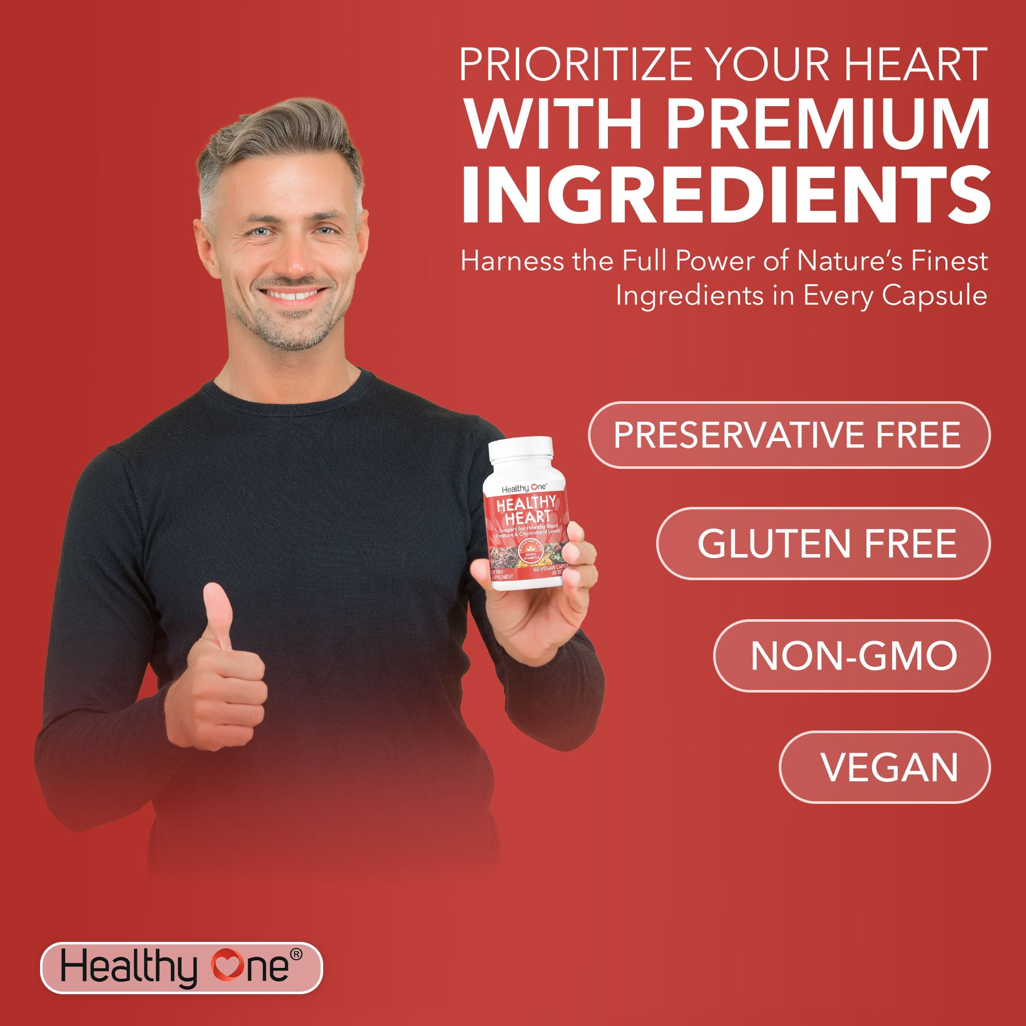 Healthy One Healthy Heart Supplement with Magnesium and Hawthorn, 120 Caps