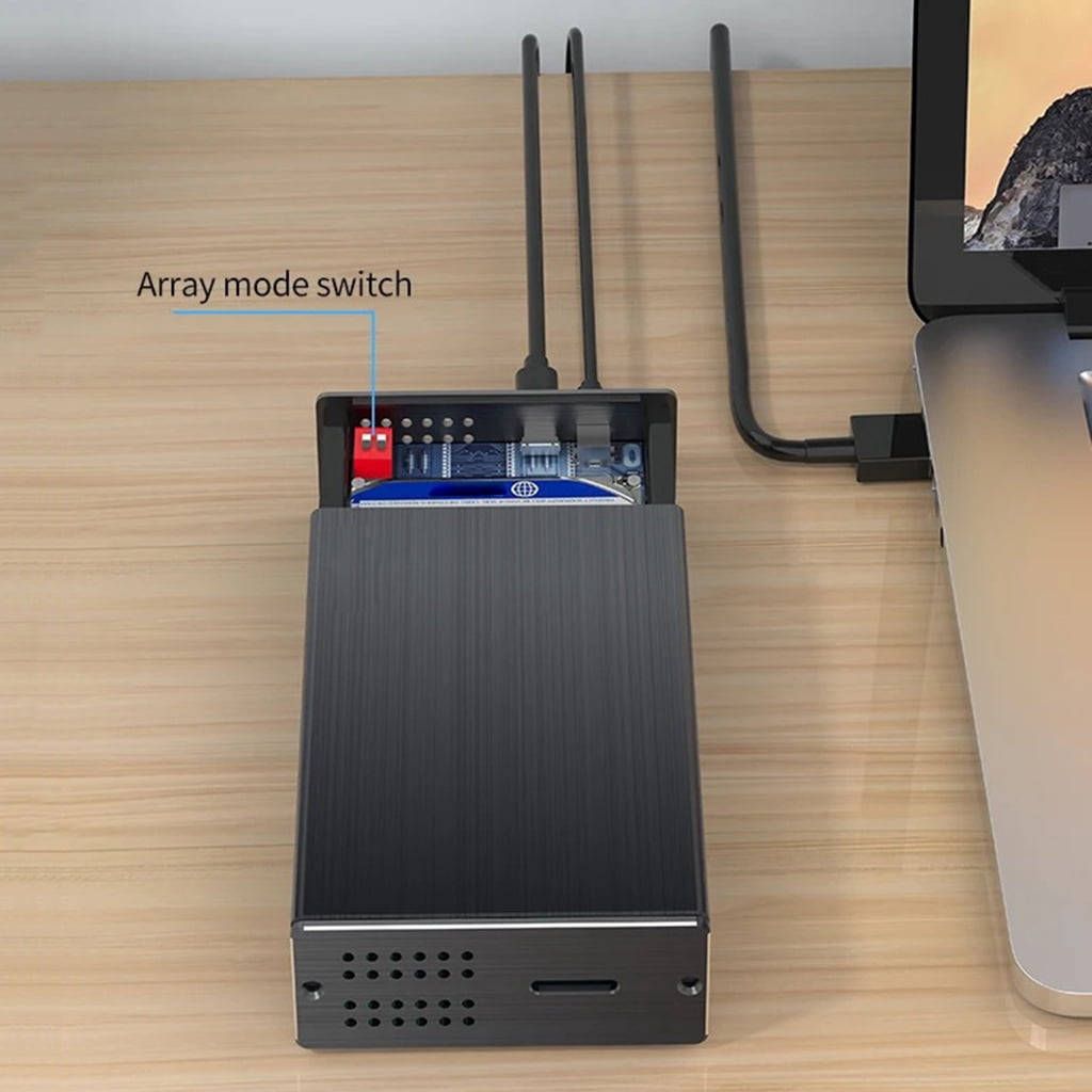 ZPAQI Double Bay Hard Drives Enclosure for 2.5/3.5Inch SSDs HDD USB 3.0 40TB Capacity