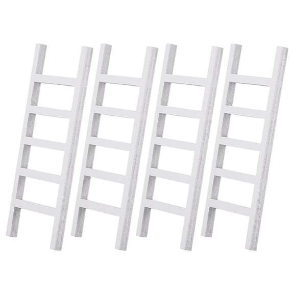 Wooden Ladder Miniature Ornaments for Garden Dollhouse Accessories White 100x40x5mm
