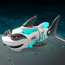 Qonioi Simulation Sharks Toy, Mechanical Swinging with LED Lights Music, 30.4cm Universal Wheel Car for Kids
