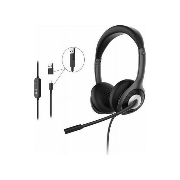 Morpheus 360 Connect USB Stereo Headset with Boom Microphone - Noise Reduction Mic- Protein Leather Ear Cushions - in-Line Volume Controls - Mute Button - Black - HS5600SU