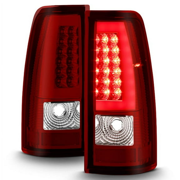 AKKON - Red Clear [Light Tube Bar] Fits 2003-2006 Silverado 1500/2500/3500  | 2007 Classic Model LED Tail Lights Brake Lamp Pair